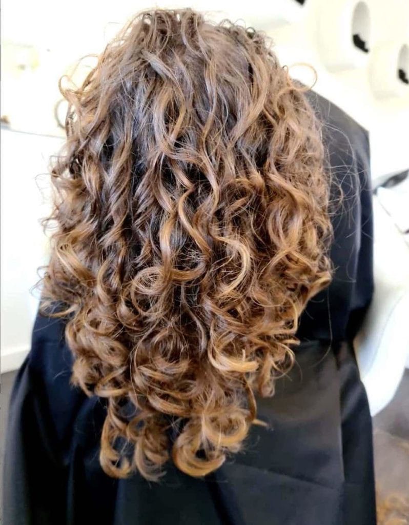 Girl with long curly hair